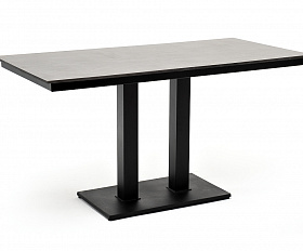 Каффе обеденный стол из HPL 140х70см, цвет серый гранит, подстолье двойное черное