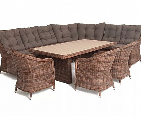 Обеденная группа Бергамо 4SIS из искусственного ротанга, цвет коричневый