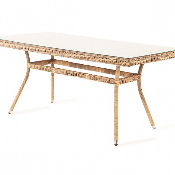 Латте плетеный стол из искусственного ротанга 160х90см, цвет соломенный фото 1