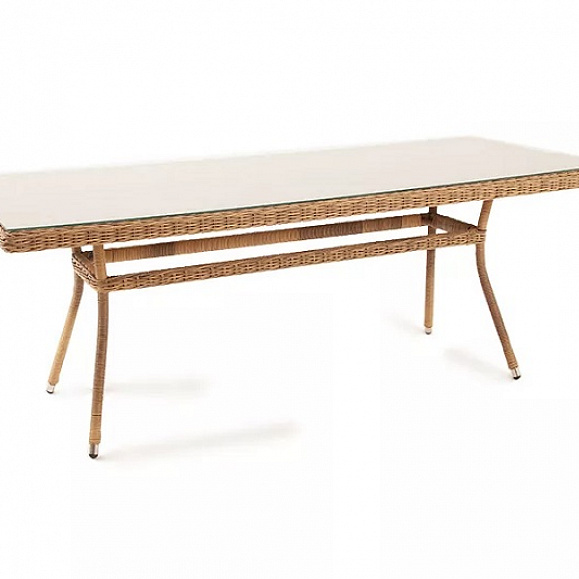 Плетеный стол Латте 4SIS из искусственного ротанга, цвет соломенный фото 4