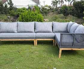 Лаунж-зона модульная Барселона 4SIS из роупа (веревки), каркас из акации