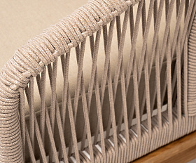 Канны кресло плетеное из роупа, основание дуб, роуп бежевый круглый, ткань бежевая 15052