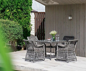 Плетеная обеденная группа Айриш 4SIS из искусственного ротанга, цвет графит