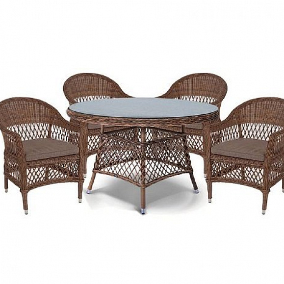 Обеденная Эспрессо-120 S 4SIS группа плетеная, цвет коричневый фото 1