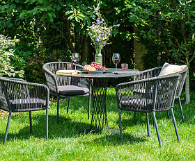 Диего обеденная группа на 4 персоны со стульями Марсель, столешница серый гранит