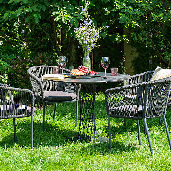 Диего обеденная группа на 4 персоны со стульями Марсель, столешница серый гранит фото 4