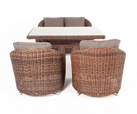 Обеденная группа Кон Панна 4SIS из искусственного ротанга, цвет коричневый