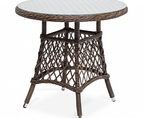 Эспрессо плетеный круглый стол, диаметр 80 см, цвет коричневый