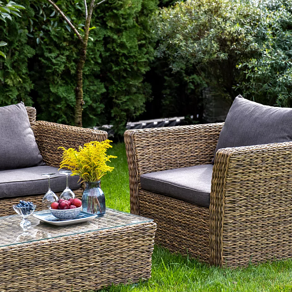 Лаунж-зона Капучино Сингл 4SIS из искусственного ротанга (гиацинт), цвет соломенный фото 3