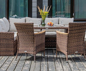 Угловой комплект Zorro Wood Double Royal Family из искусственного ротанга, цвет коричневый