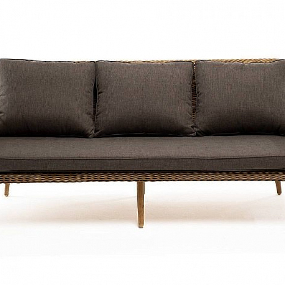 Диван Прованс 4SIS из искусственного ротанга трехместный, цвет соломенный фото 2