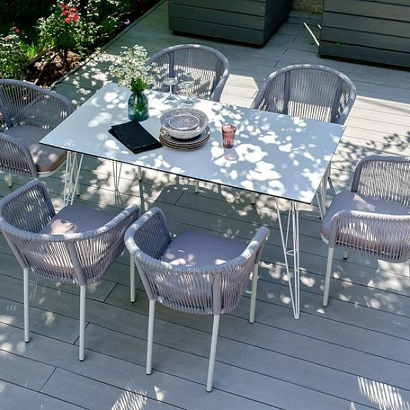 Обеденная группа Милан 4SIS из роупа (веревки), цвет светло-серый с белым каркасом фото 5