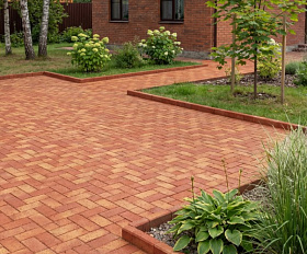 Клинкерная брусчатка ЛСР Канны золото 200х100х50 мм, красный