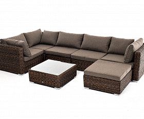 Лунго трансформирующаяся лаунж-зона из искусственного ротанга (гиацинт), цвет коричневый