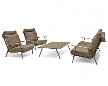 Комплект лаунж мебели Malmo Brafritid с 3-х местным диваном, коричневый/коричневый, алюминий