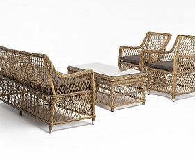 Лаунж-зона Асти 4SIS из искусственного ротанга, цвет соломенный 4 персоны