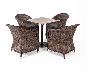 Каффе обеденная группа на 4 персоны, стулья коричневые