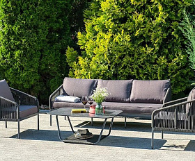 Диван трехместный Канны 4SIS из роупа (веревки), цвет темно-серый