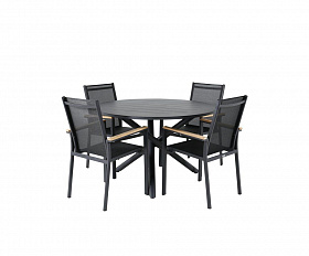Комплект обеденной мебели Timra AL-N Brafritid антрацит/натуральный, алюминий/тик