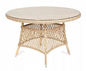 Плетеный круглый стол Эспрессо 4SIS из искусственного ротанга, цвет соломенный