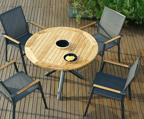 Комплект обеденной мебели Timra T-N Brafritid антрацит/натуральный, алюминий/тик