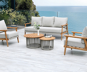 Копенгаген лаунж-зона 5-местная плетеная из роупа, каркас тик, цвет бежевый