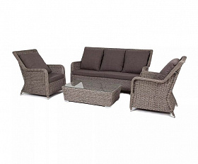 Лаунж-зона Гляссе 4SIS из искусственного ротанга (гиацинт), цвет графит