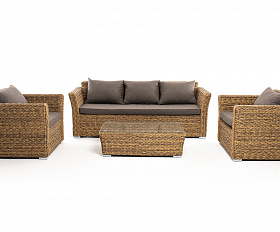 Капучино лаунж-зона из искусственного ротанга (гиацинт), цвет соломенный