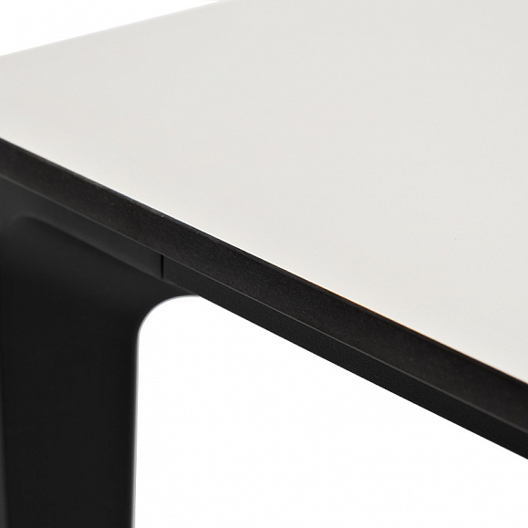 Малага обеденный стол из HPL 160х80см, цвет молочный, каркас черный фото 3