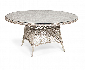 Эспрессо плетеный круглый стол, диаметр 150 см, цвет бежевый