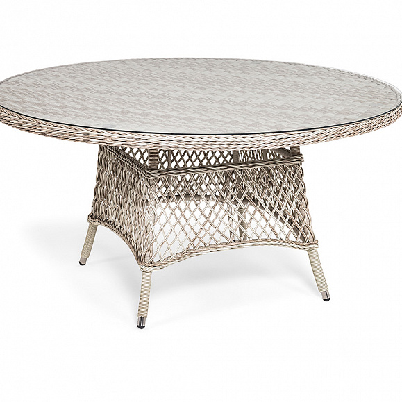 Эспрессо плетеный круглый стол, диаметр 150 см, цвет бежевый фото 2