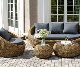 Лаунж-Зона Барселона 4SIS из искусственного ротанга, цвет соломенный