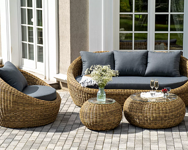 Лаунж-Зона Барселона 4SIS из искусственного ротанга, цвет соломенный