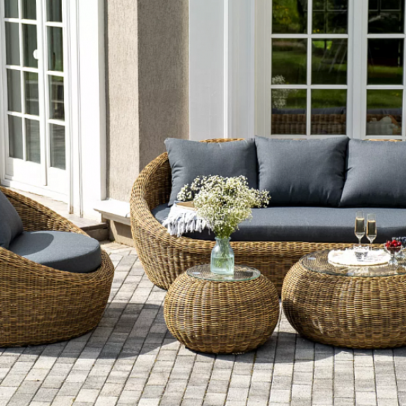 Лаунж-Зона Барселона 4SIS из искусственного ротанга, цвет соломенный фото 4