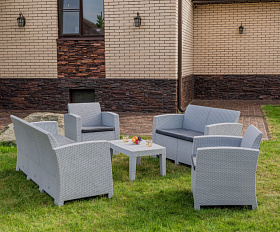 Обеденный комплект Grand Lana L Royal Family из пластика, цвет светло-серый