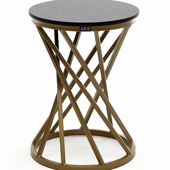 Сантьяго журнальный стол из HPL круглый Ø40 H55, каркас из стали золотой, цвет столешницы серый гранит фото 1