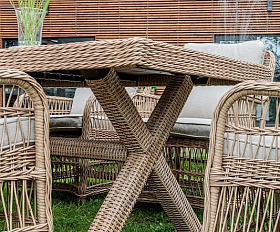 Обеденный комплект Isabella Royal Family из искусственного ротанга, цвет бежевый