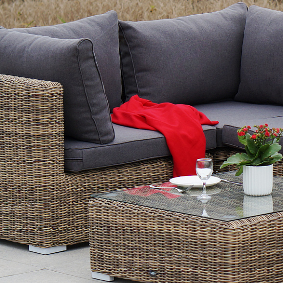 Лунго трансформирующийся диван из искусственного ротанга, цвет соломенный фото 7