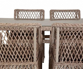 Плетеная обеденная группа Латте-160 L 4SIS из искусственного ротанга, цвет бежевый