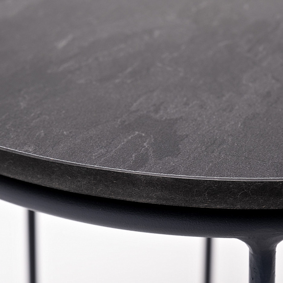 Эквадор журнальный стол из HPL круглый Ø40 H55, каркас из алюминия темно-серый (RAL 7024) муар, цвет столешницы серый гранит фото 3