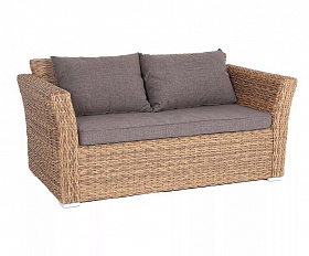 Диван двухместный Капучино 4SIS из искусственного ротанга (гиацинт), цвет соломенный