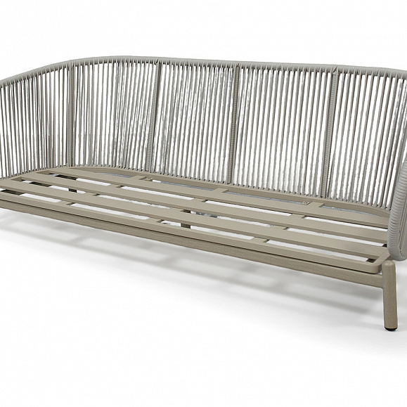 Прато диван трехместный из искусственного ротанга, цвет светло-серый, каркас под дерево (холодно-бежевый) фото 5