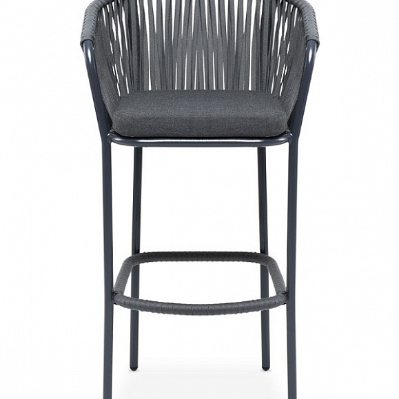 Плетеный стул барный Бордо 4SIS из роупа (веревки), цвет темно-серый фото 3