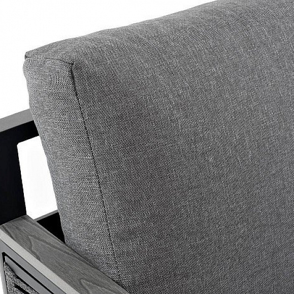 Кресло Сан Ремо 4SIS плетеное из роупа садовое, каркас алюминий темно-серый, роуп серый, ткань серая фото 2