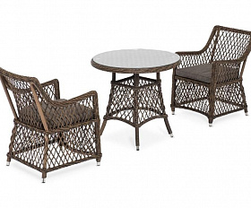 Обеденная группа Эспрессо-80 L 4SIS из искусственного ротанга, цвет коричневый