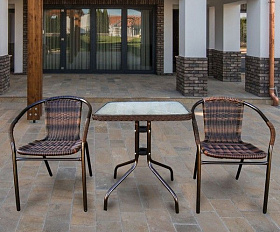 Комплект мебели Асоль-2B TLH-037BR2/060SR-60х60 Brown (2+1)