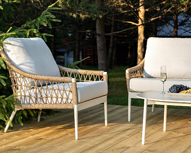 Лаунж-Зона Венеция 4SIS из искусственного ротанга, цвет соломенный