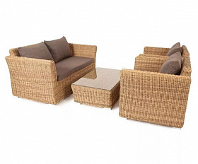 Лаунж-зона Капучино Сингл 4SIS из искусственного ротанга, цвет соломенный