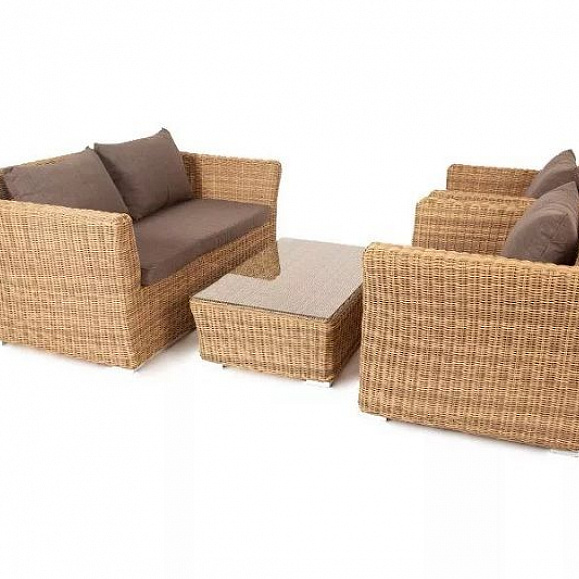 Лаунж-зона Капучино Сингл 4SIS из искусственного ротанга, цвет соломенный фото 1