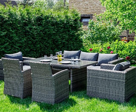 Обеденный комплект Karl plus Royal Family из искусственного ротанга, цвет серый